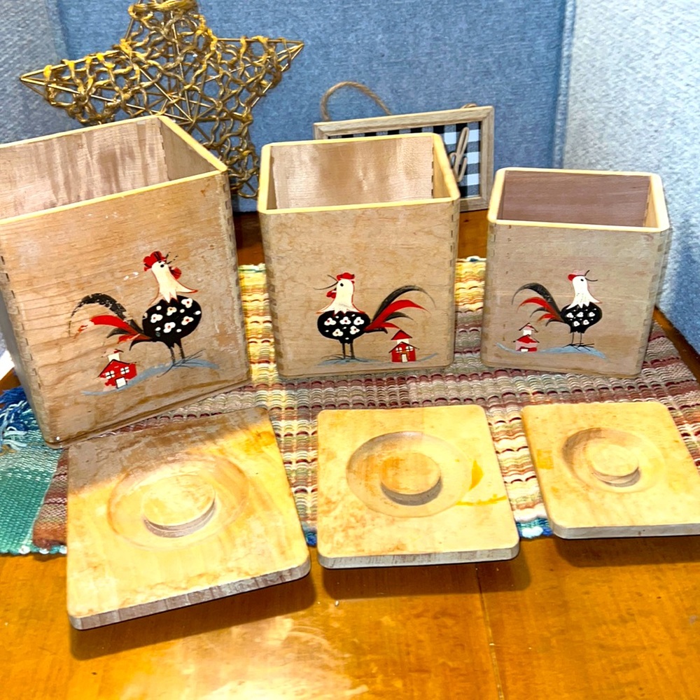 Vintage wooden Canister set